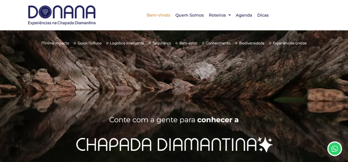 Demonstração do site da Donana na Chapada