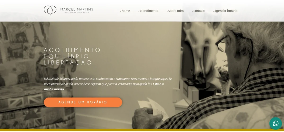 Demonstração do site do Psicólogo Marcelo Martins.