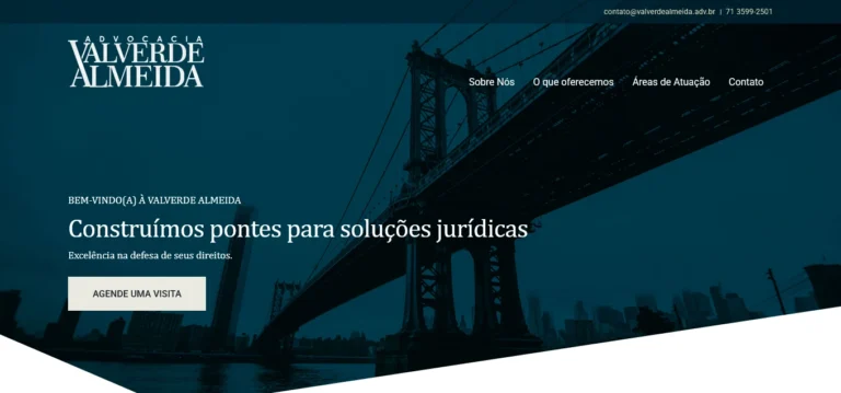 Demonstração do site da Advocacia Valverde Almeida.