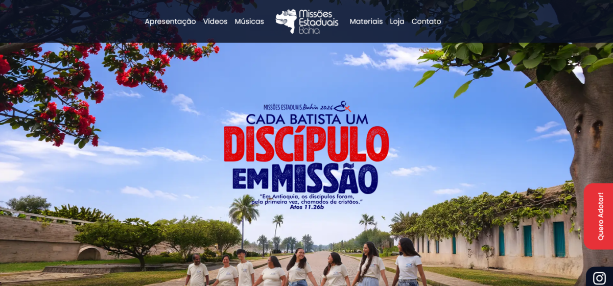 Demonstração do site Missões Estaduais Bahia