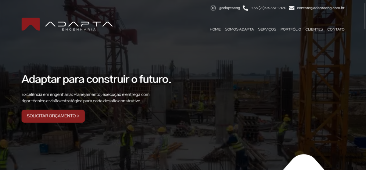 Demonstração do site Adapta Engenharia
