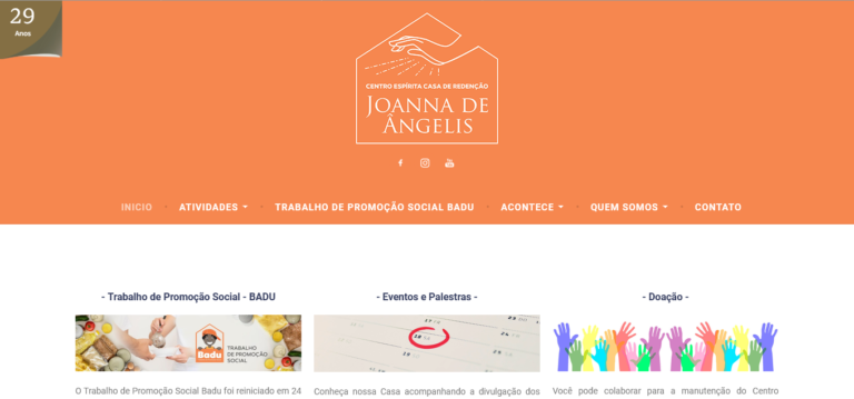 Demonstração do site Centro Espírita Joanna de Angelis