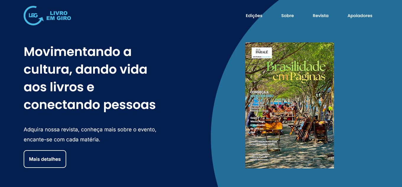 Demonstração do site Livro em Giro.