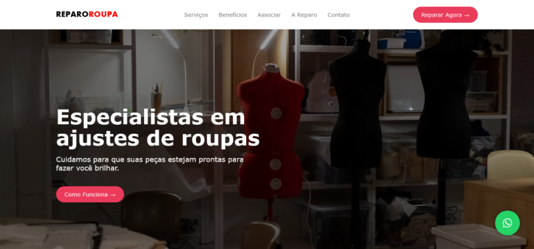 Demonstração do site Reparo Roupa.